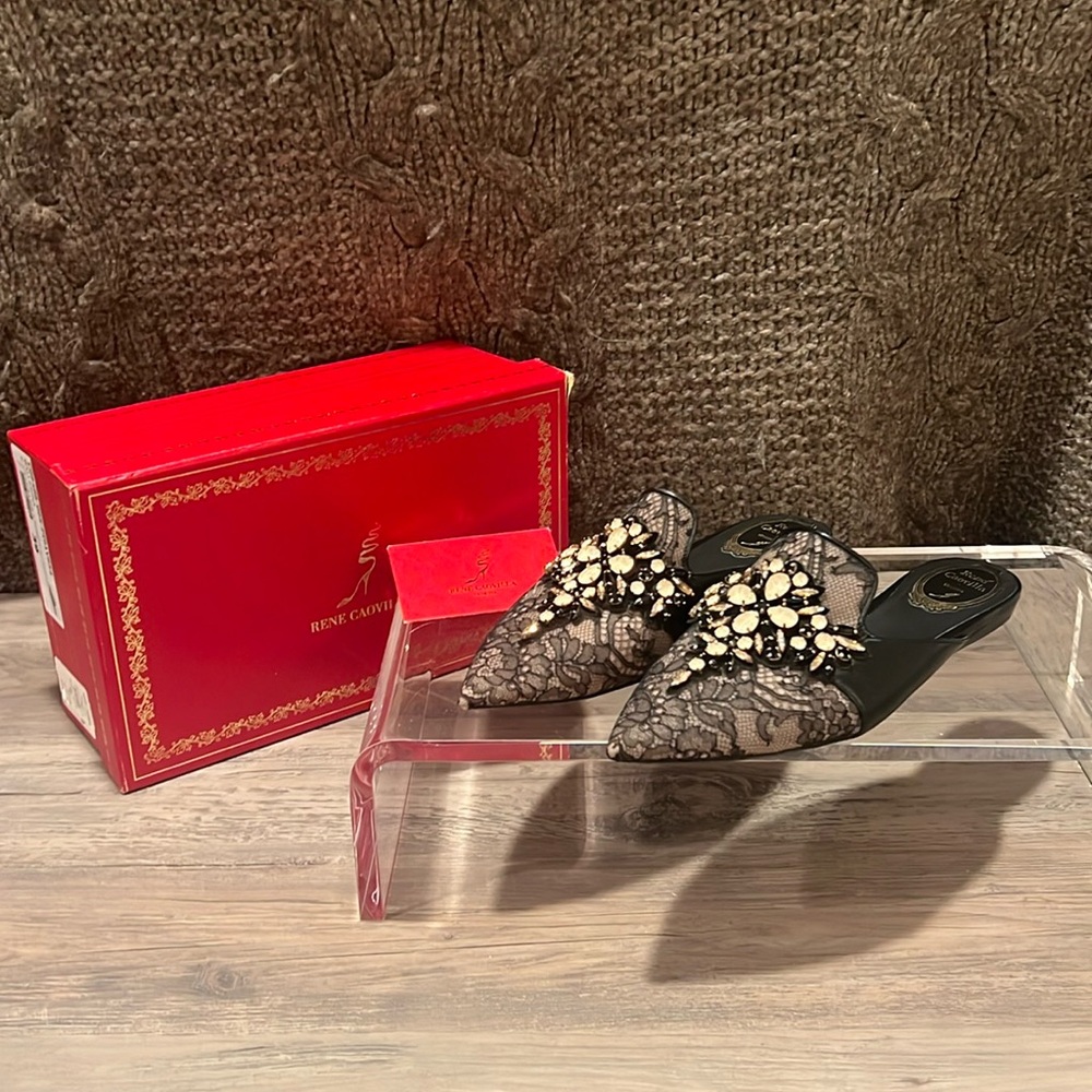 René Caovilla black lace ballerina EU39